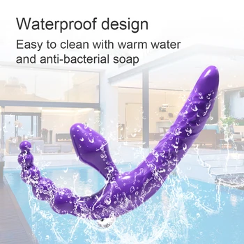 Strapless Strap on Dildo Vibrator Sex Toys for Adult Double Penetration Anal Plug Anal Beads G spot Vibrators for Women Lesbian 5