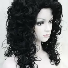 Модные сексуальные косплей черные кудри 50 см Длинные Синтетические волосы парик