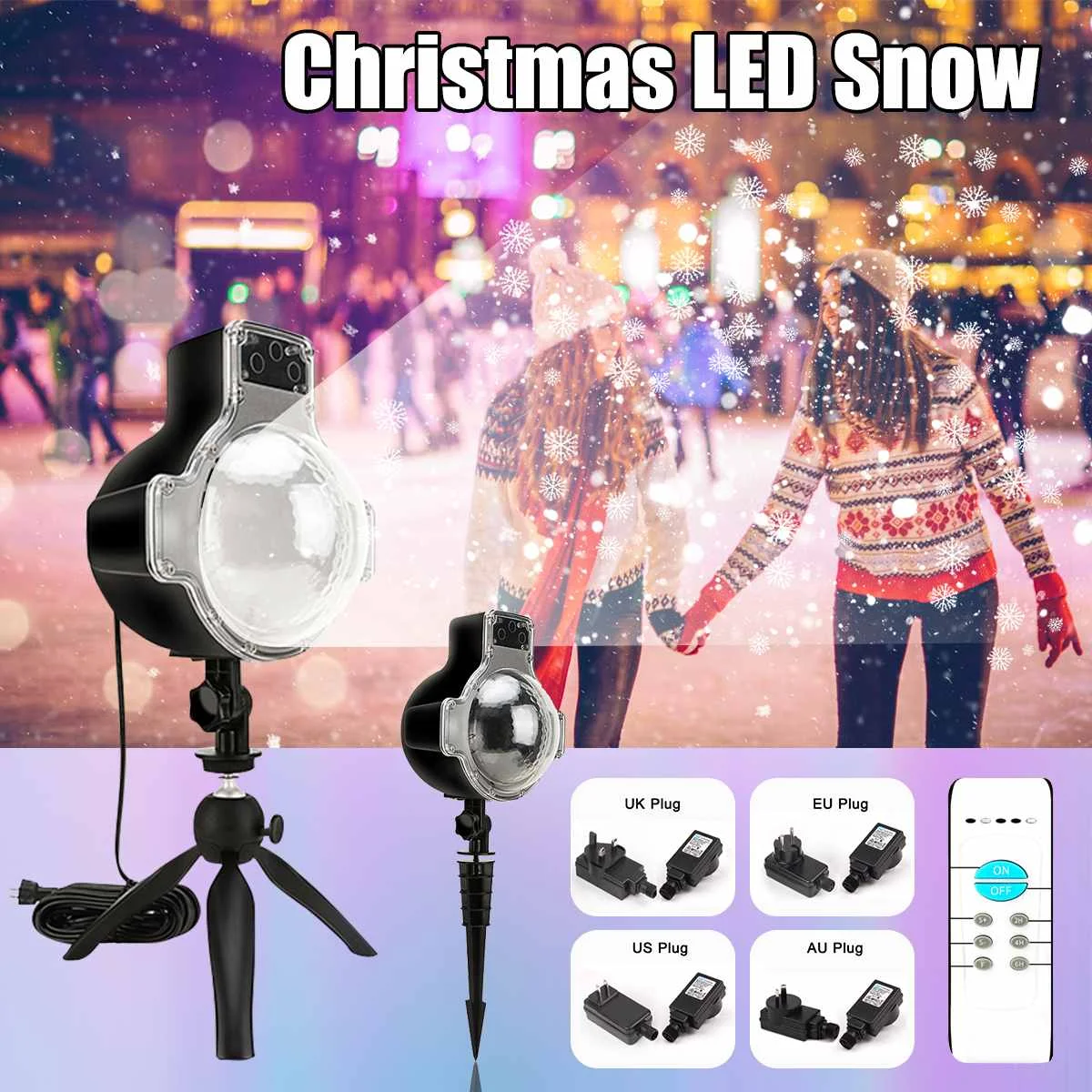 Christmas Decor LED Snow Projector Light Indoor Outdoor Garden Moving Laser Lamp Festival Holiday Home Party Decor Night Lamp