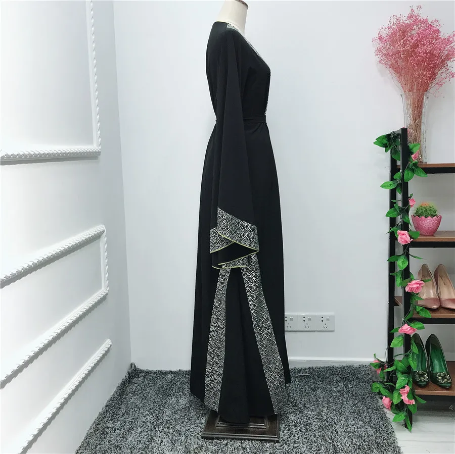 Взрывной стиль элегантный Мусульманский Абая Цвет Алмаз атмосферный открытый халат Малайзия марокканский кафтан для женщин одежда с