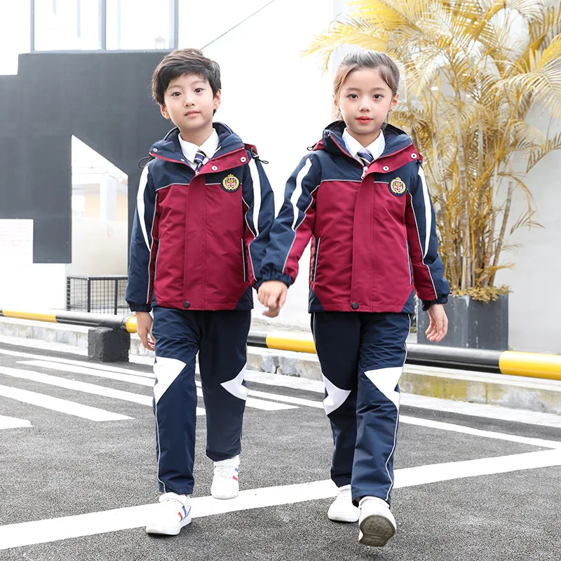

Childrenswear New Style Young STUDENT'S 3456 Class School Uniform Children plus Velvet Business Attire Kindergarten Raincoat Jac