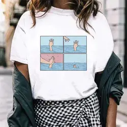 2019 Новинка 100% хлопок женская модная повседневная футболка Веселая морская спасательная пародия индивидуальность Vogue Футболка Harajuku с