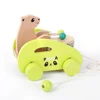 Wooden Baby Toddler Toy Puppy Cartoon Animal Trailer Toddler Baby Traction Hand-drawn String Pull Rope Push Children Drag Toy 1