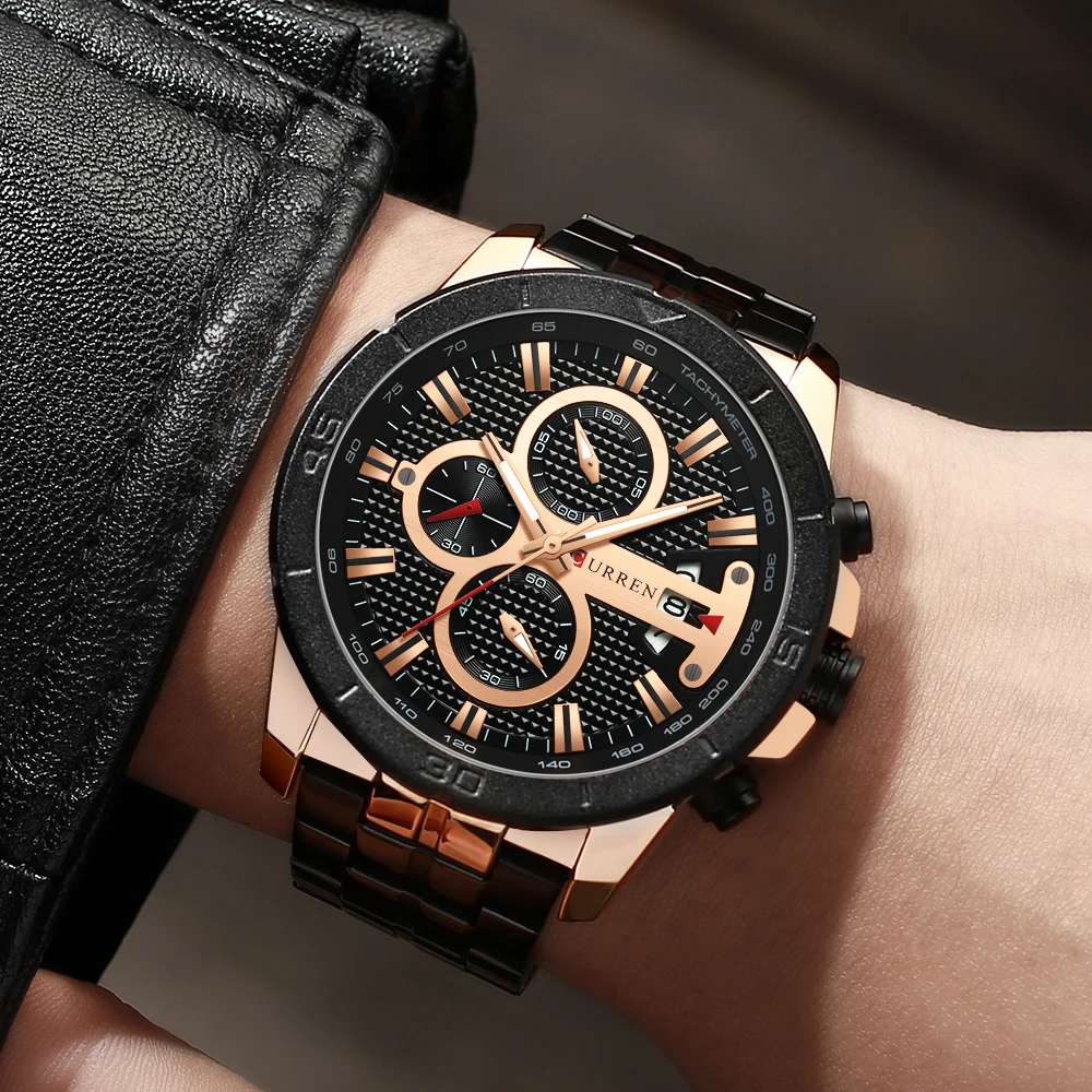 CURREN Бизнес Мужской роскошный бренд часов наручные часы из нержавеющей стали Хронограф Кварцевые часы для военных часов Relogio Masculino