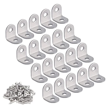 

20 Pcs Stainless Steel L Bracket Corner Brace Joint Right Angle Bracket Fastener L Shaped Corner Fastener Joints Bracket