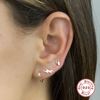 

2020 S925 Sterling Silver Stud Earrings Key Lock Shape Earrings For Women Girls Party Gifts Fine Jewelry Aretes W3