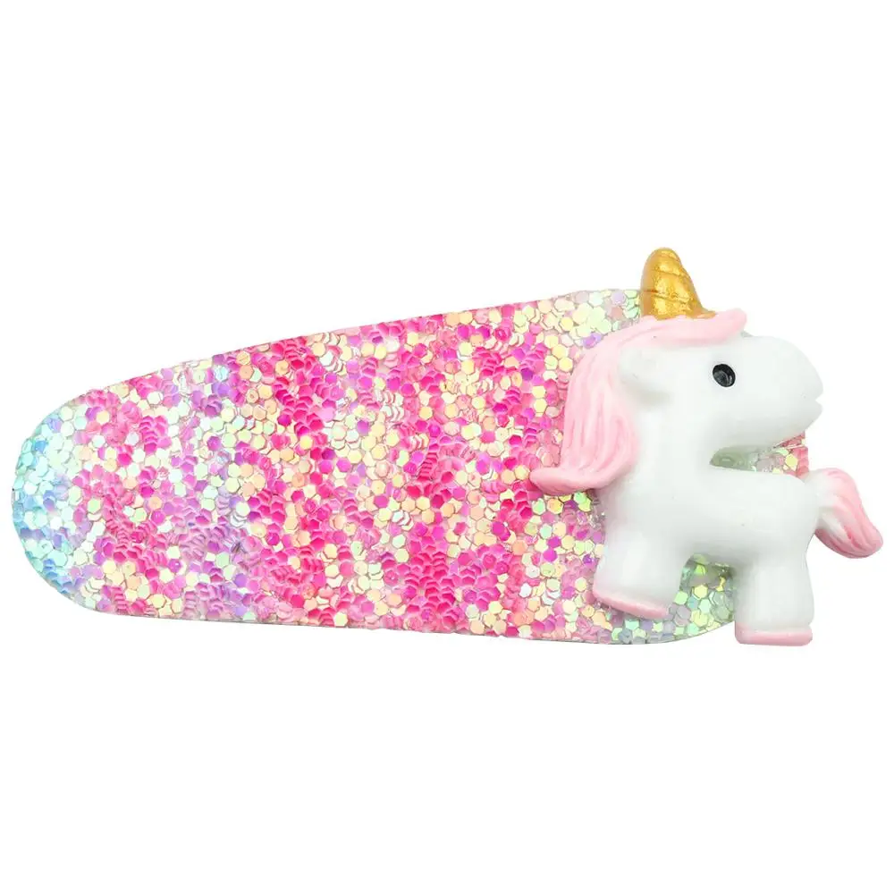 Unicorn Baby Hair Clip Cartoon Shiny Glitter Gradient Hair Pins Girls Sequin Rainbow Baby Hair Clips Accessories Cute Dreamy