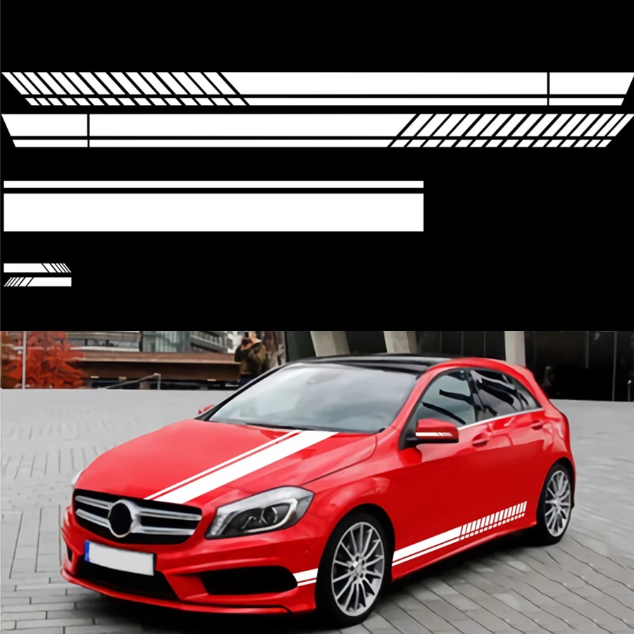 5 шт. белая Автомобильная наклейка Боковая дверь корпус капот зеркало заднего вида наклейка полосы гоночные наклейки универсальные