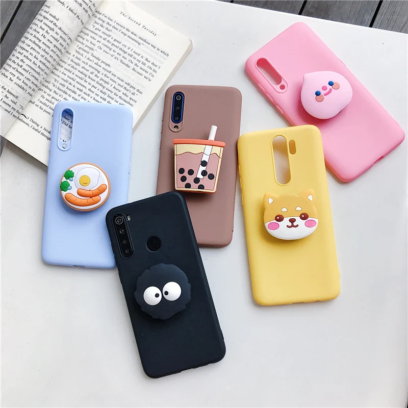 3D Silicone Cartoon Phone Holder Case For Xiaomi Redmi Note 10 Redmi Note 10 Pro Note 10S 9 8T K30 Pro K40 Pro mi poco F3 Cover