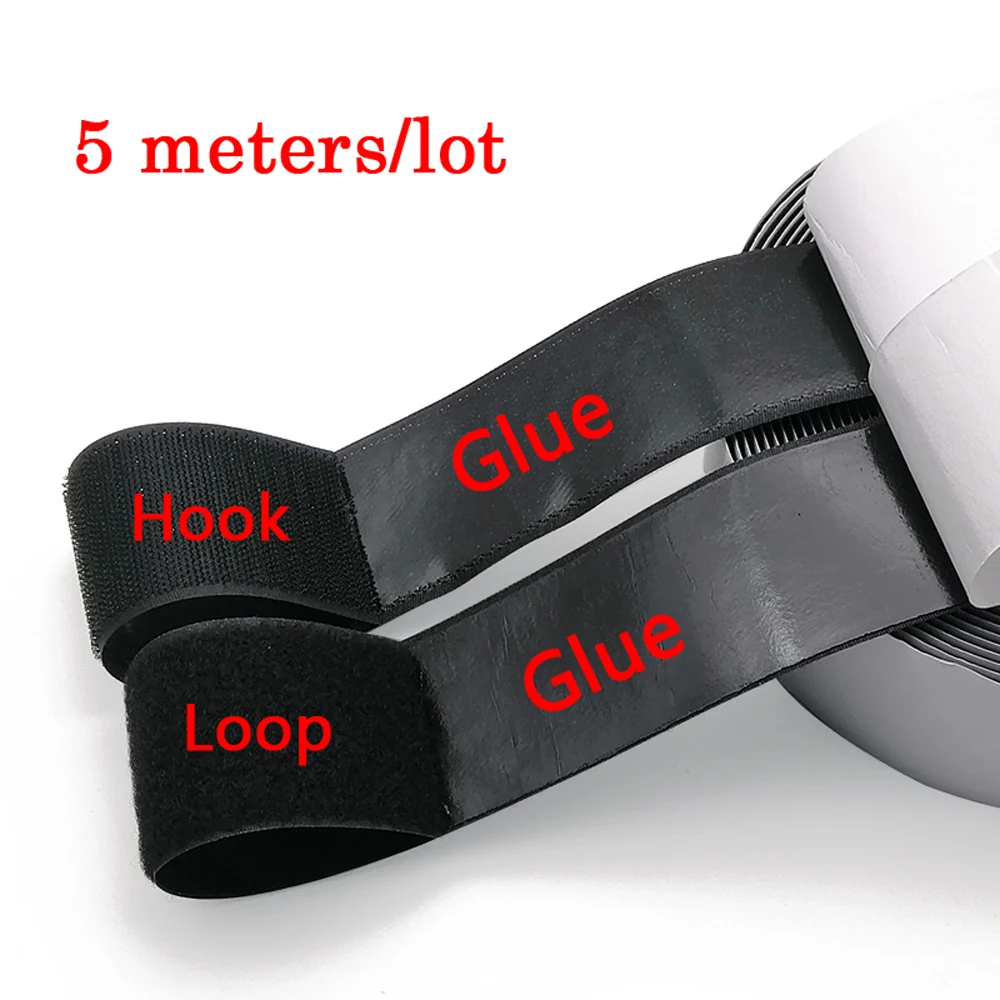 5M Strong Self Adhesive Hook and Loop Fastener Tape Nylon Sticker Velcros Adhesive with Glue for DIY 16/20/25/30/40/50/100/110mm
