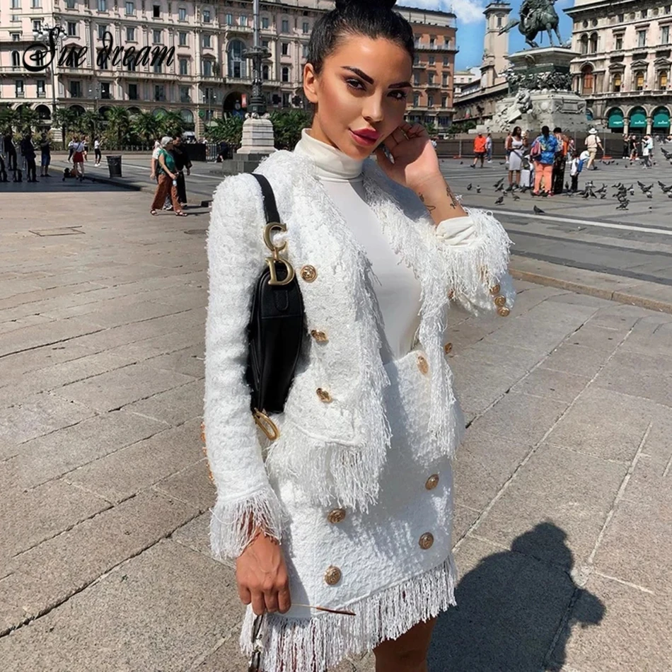 Осенний женский модный белый топ с длинным рукавом и мини юбка треугольным