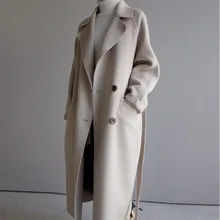 Winter Beige Elegant Wool Coat Women Korean Fashion Black Long Coats Vintage Minimalist Woolen Overcoat Camel Oversize Outwear