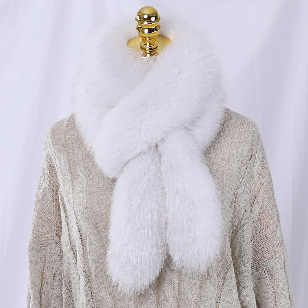 

2019 New Fashion Genuine Real Fox Fur Scarf Womens Winter Natural Fur Scarf Scarves Neckerchief Real Fur Muffler Lady Wrap Solid