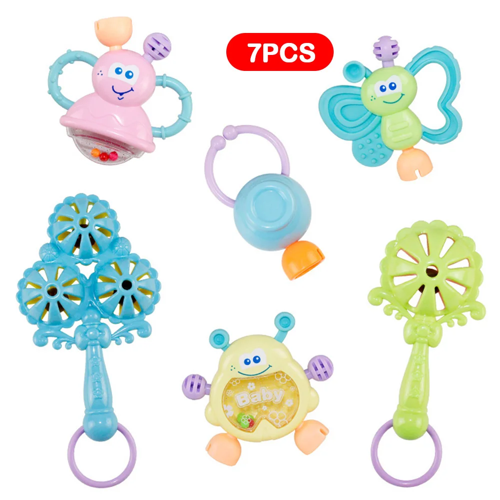 6 pcs set Горячая Распродажа, 1 набор, Детские грызунки-погремушки, шейкер, колокольчик, развивающие игрушки для малышей, новорожденных - Цвет: 6 pcs set