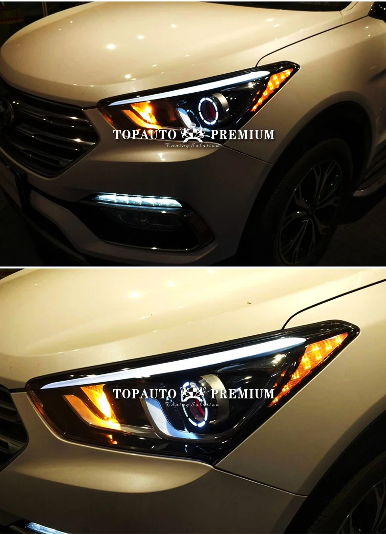 Для Новая Hyundai Santafe ремонт наборы ксеноновых фар в сборе светодиодный Ангел глаз дневной Фонари