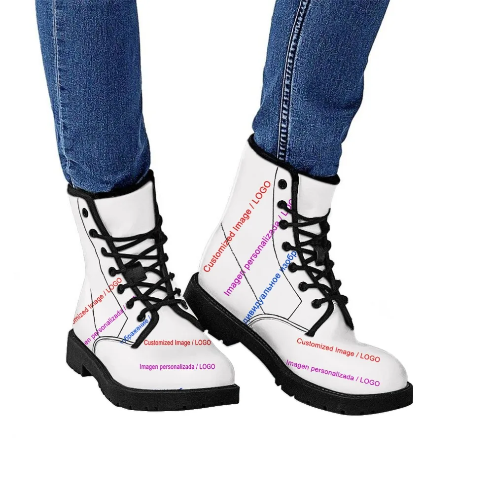 Customized Image LOGO Bitcoin Print Men Boots For Martin Boots Male Shoes Motocycle Boots Warm Ankle Boots Winter Shoes Men Shoe