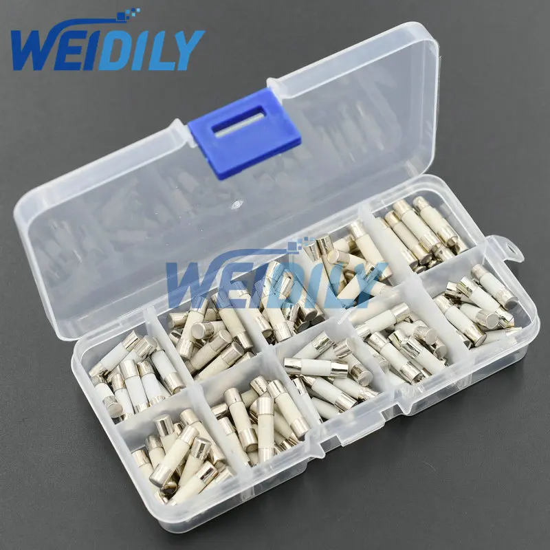100PCS Ceramics Fuses Kit In Box Slow Blow 5x20mm T 1A 2A 3.15A 4A 5A 6A 8A 10A 12A 15A/250V 5*20 Protective Insurance Tube Set 15kinds 200pcs box 6 30 5 20 fast blow glass fuse assorted kit 0 1a 30a household fuses automobile glass tube fuse in stock
