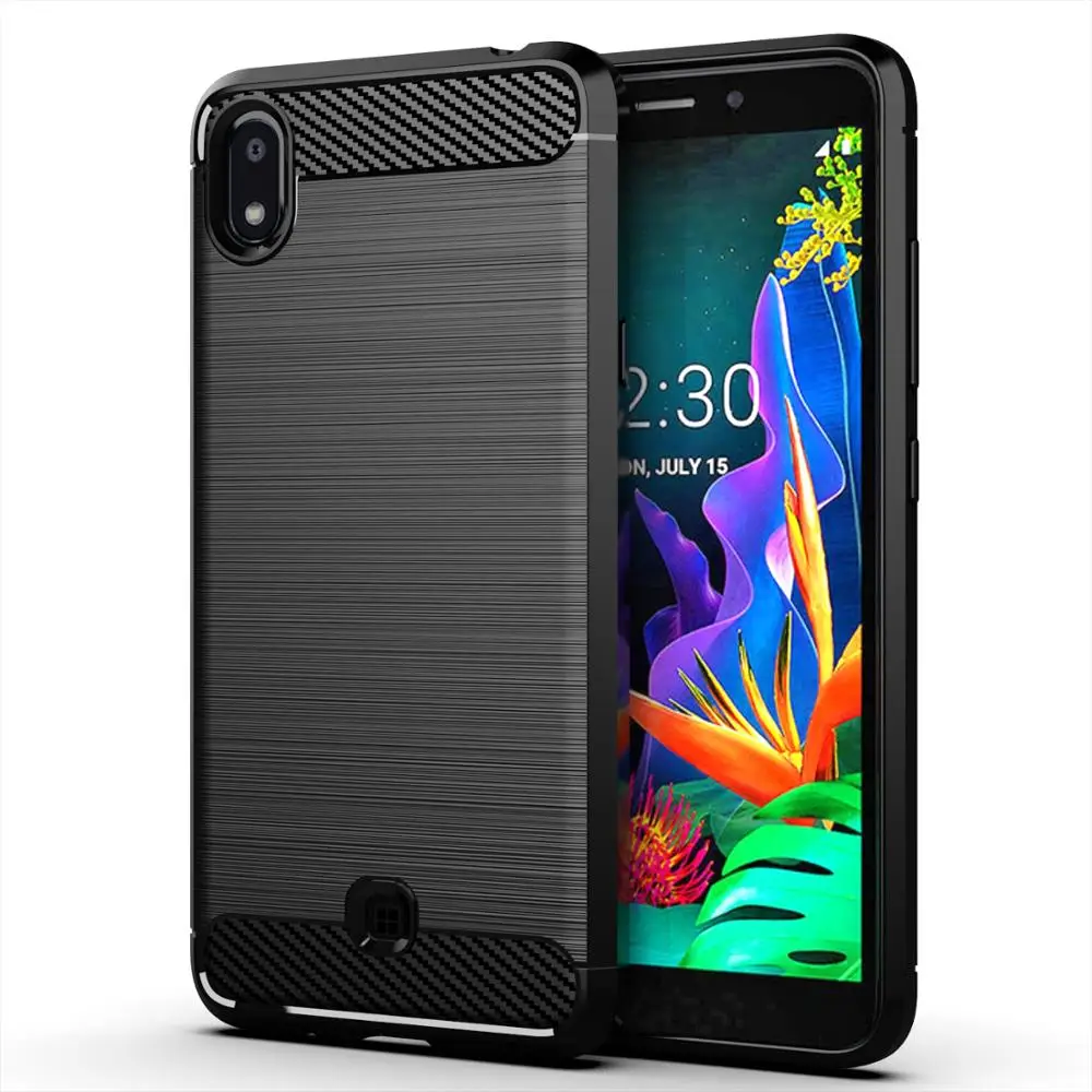 black Для LG K20 чехол. Милитари капля Металл Матовый ТПУ мягкий чехол для LG K20 чехол, Fundas - Цвет: black