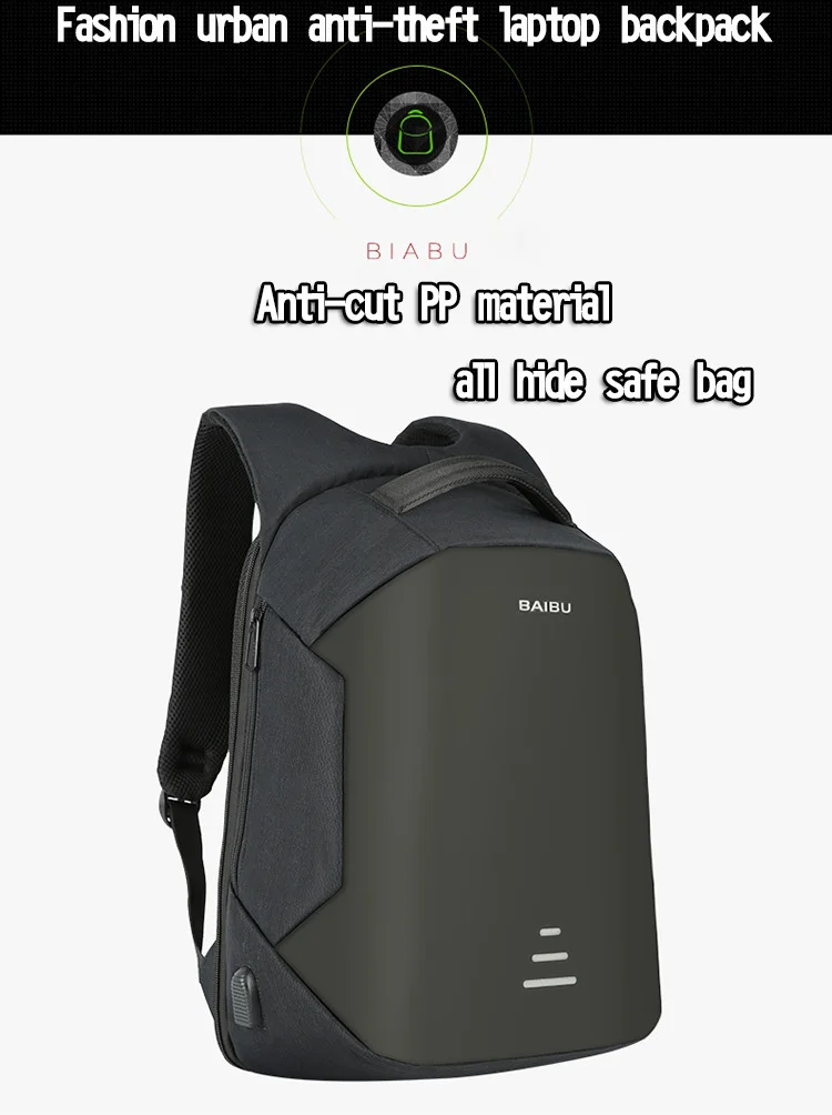 BAIBU, новинка, мужские рюкзаки, для мужчин, usb зарядка, для ноутбука, Противоугонный рюкзак, модный дизайн, рюкзак, Повседневный, Mochila, дорожная сумка для мужчин