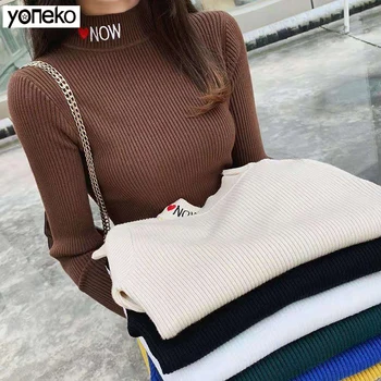 

Yoneko Brand Women's Autumn and winter Bottoming shirt Warm Long sleeve high collar sweater Knitting Sweater KM145