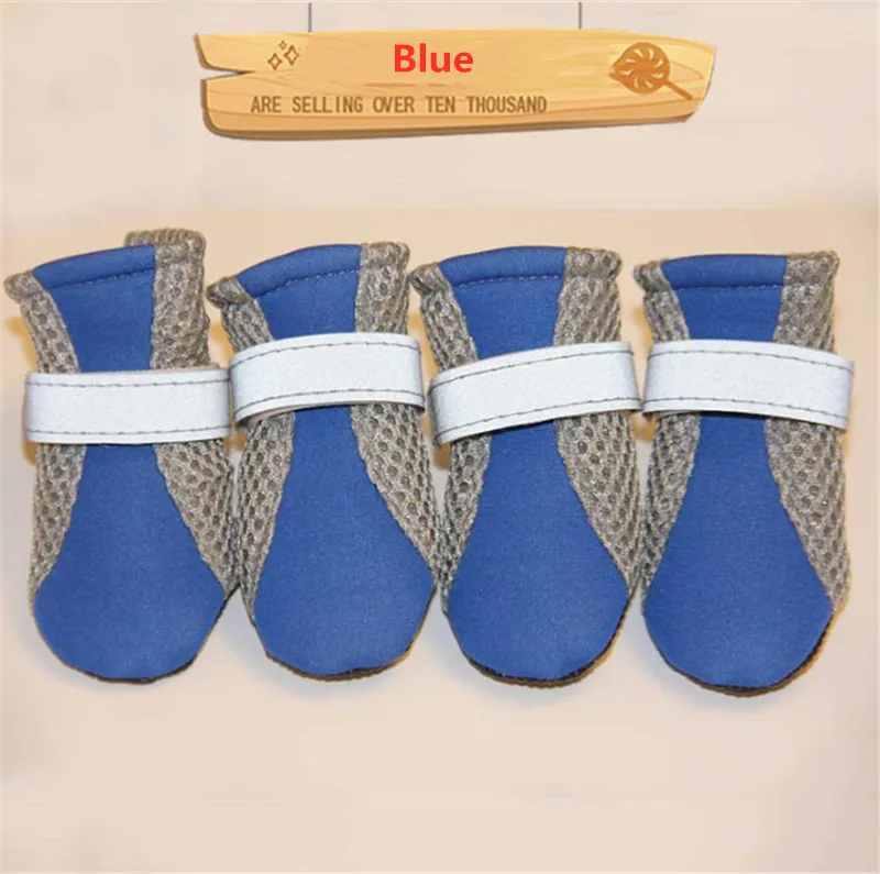 

Pet Dog Shoes Non-Slip Soft Sole Breathable Mesh Adjustable Straps Boots 4Pcs (S50)