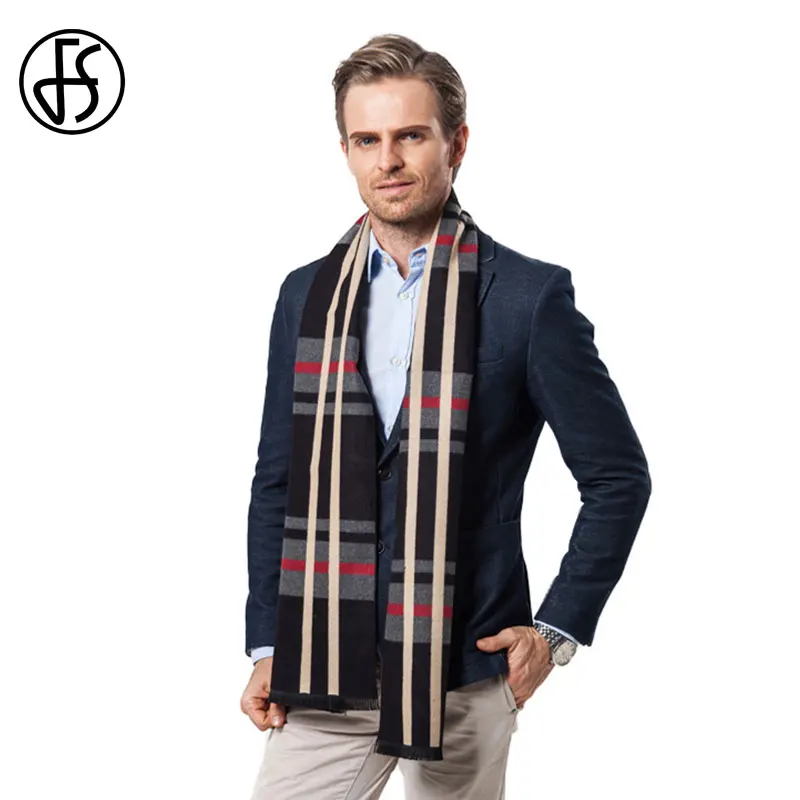 FS зимний мужской шерстяной кашемировый шарф роскошный брендовый дизайнерский большой квадратный клетчатый платок длинные шарфы мужские деловые повседневные теплые шарфы - Цвет: FS291 1