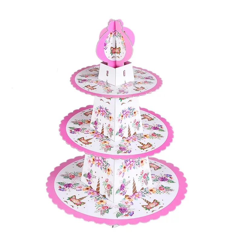 Cake Stand-1SET 1 шт. 1,8*1,08 м цветок Единорог одноразовая скатерть для дня рождения для детей Единорог день рождения пластиковая Скатерть украшения - Цвет: Cake Stand-1SET