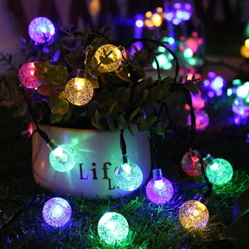 

New 30 LEDS Crystal Ball 6.5M Solar Lamp Power LED String Fairy Lights Solar Garlands Garden Christmas Decor For Outdoor