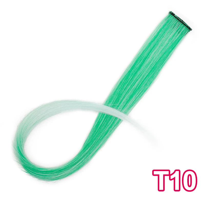 T10 AISI BEAUTY синтетический длинный одинарный зажим в одной части для наращивания волос 50 см розовый Радужный цвет прямые пряди для женщин девушек - Цвет: T10