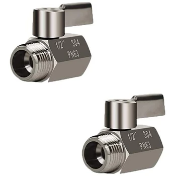 

Shower Head Shut Off Valve with Stainless Handle, 304 Stainless Steel Mini Ball Valve NPT Thread 2Pcs