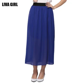 

WEPBEL Chiffon Skirt Sexy High Waist Elastic Plus Size Solid Color New Summer Spring Ruffles