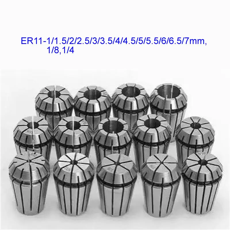 1pcs High Precision ER11 1-7MM 1/4 MM 6.35MM 1/8MM 3.175MM Spring Collet Chuck Set For CNC Engraving Machine Lathe Mill Tool,spring collet,collet chuck,spring collet chuck