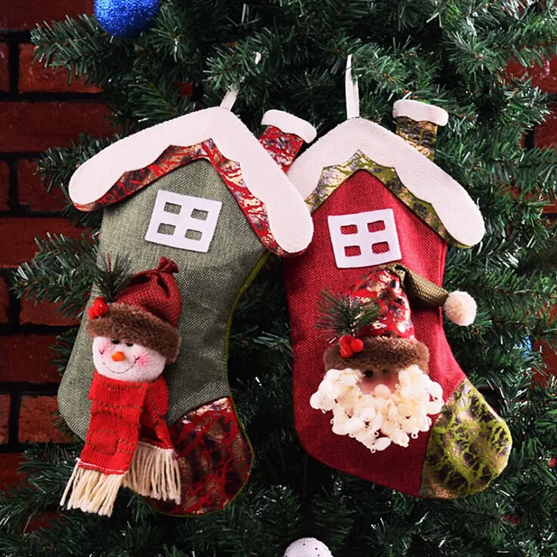 

Christmas Santa Claus Snowman Pattern Hanging Decorations Christmas Stocking Christmas Tree Pendant Gift Bag For Home Decoration