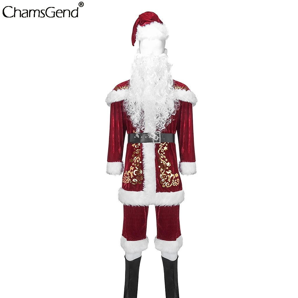CHAMSGEND/карнавальный костюм из 8 предметов; Лидер продаж года; Рождественский костюм Санта-Клауса; одежда Санта-Клауса; рождественское платье; мужские костюмы# 4z