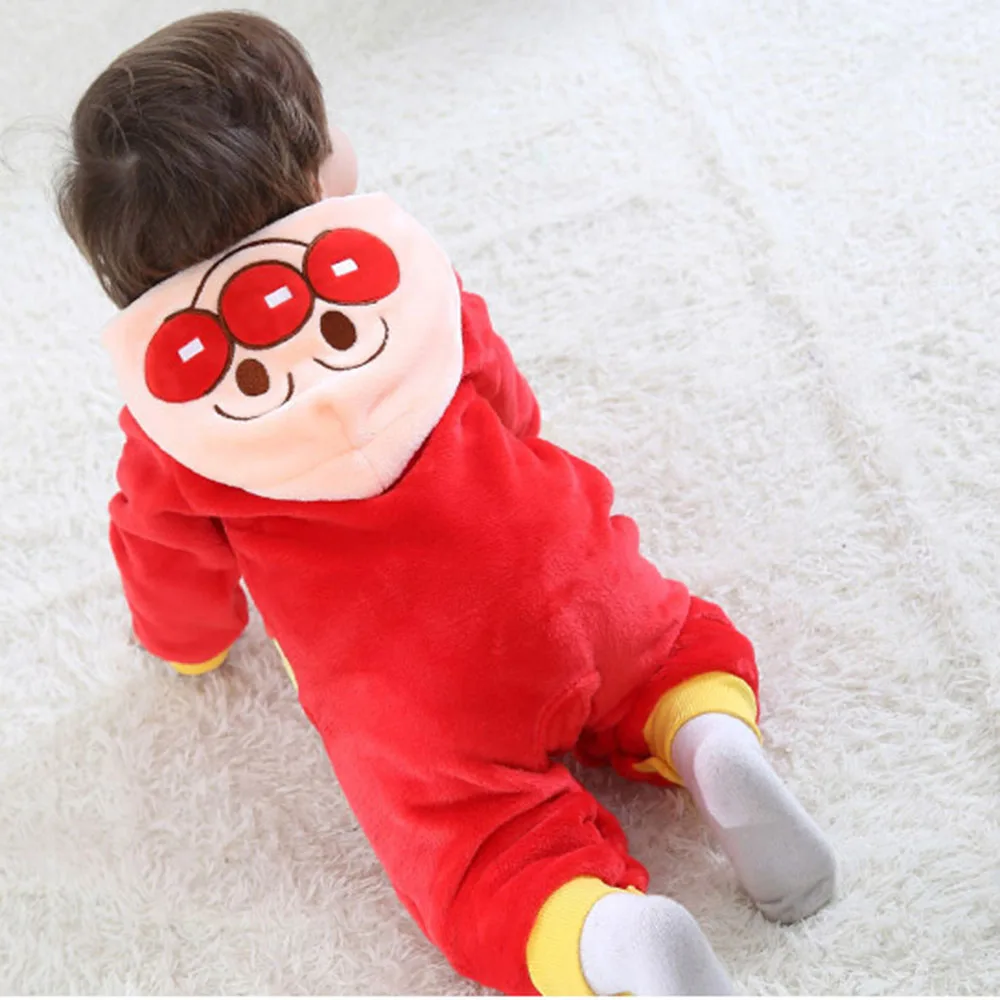 Kawaii/зимняя одежда для маленьких девочек; AnpanmanOnesie; комбинезон для новорожденных; хлопковые детские комбинезоны; Детские вечерние комбинезоны; милый костюм