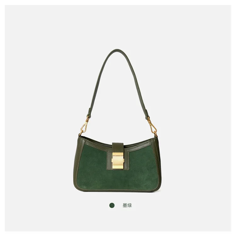 Autumn New Niche Design Lock-locking Sand Small Square Underarm Bags Shoulder Slanted Cowhide Tide Bag
