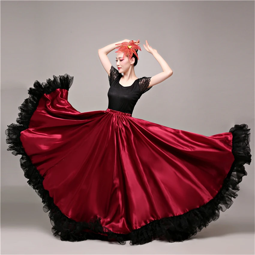 Gypsy Испания Flamengo для девочки платье для танцев фламенко Танцы костюм Для женщин Vestidos производительность 360/540/720 градусов, хорового пения или живота Танцы