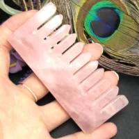 High Quality Natural Amethyst Rose Quartz Crystal Comb Wide Tooth Hair Health Massage Combs Healing Gemstone Gifts Collection 2
