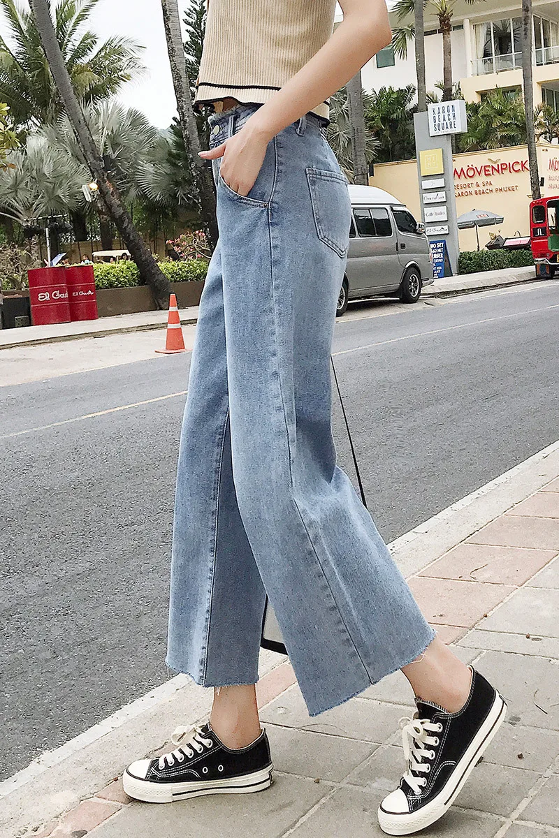 Короткие штаны для фотосессии, онлайн знаменитостей, Hyuna, Драповые свободные штаны, женские универсальные прямые капри с высокой талией, свободный крой Je