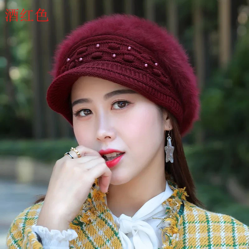 Beanies для женщин Повседневная хлопковая зимняя женская шапка Мягкая вязаная однотонная белая красная хаки черная шапка женская Skullies Beanies - Цвет: red wine