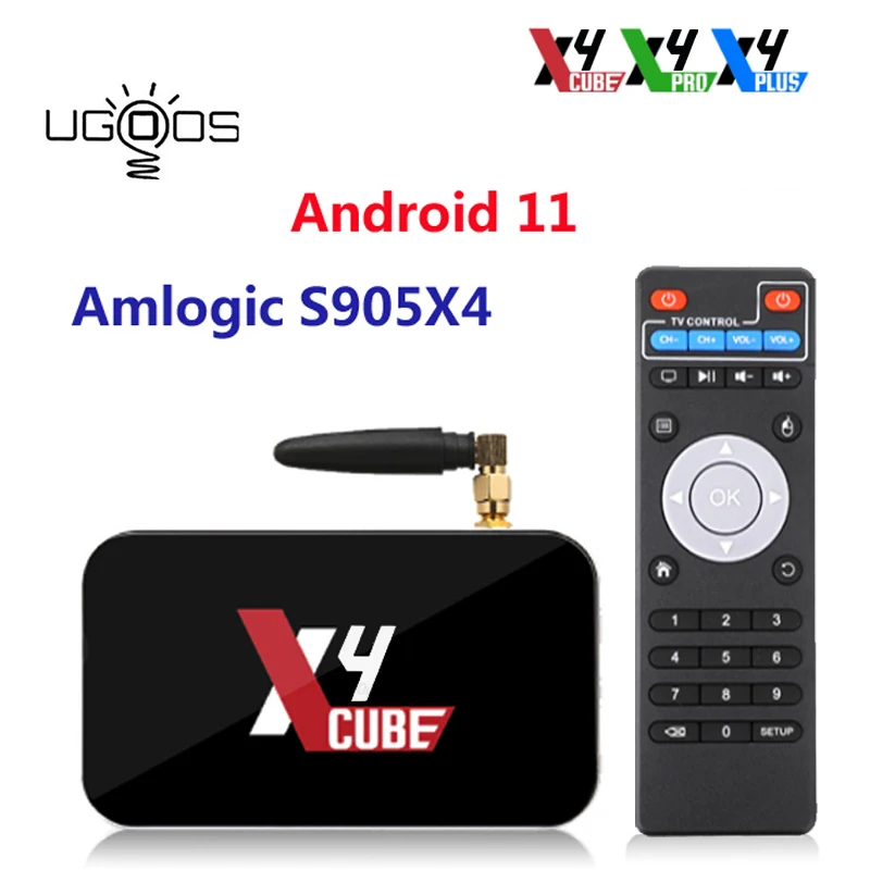 UGOOS X4 Cube Pro TV BOX Android 11 Amlogic S905X4 LPDDR4 2GB 4GB 32GB Support AV1 CEC HDR 1000M BT4.0 OTT 4K Media player | Электроника