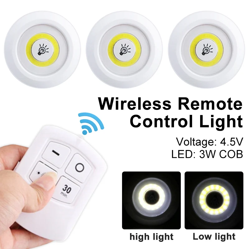 

LED Light Remote Control Bathroom Durable Remote Control Light Under Cabinet Lighting Corridor Light ABS/PC Kitchen Office