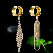 Женские Модные богемные серьги с кисточками, розовое золото, серебро, сталь, висячие серьги-тоннели, пробки, аксессуары для свадебной вечеринки