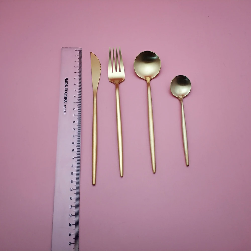 Горячая Распродажа маленькие размеры fourchettes couteaux cuilleres столовые приборы из нержавеющей стали из чистого золота вилка ложка нож обеденный набор