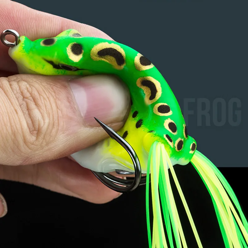 1PCS 3D Eyes Frog Lures 6g 9g 12g Topwater Soft Tube Bait Plastic Fishing  Lure With Double Hooks Ray Frog Artificial Rubber Bait