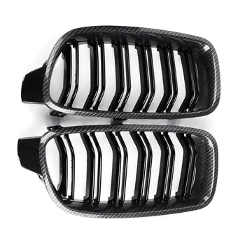 

Pair Car Front Grille Gloss Black Dual Slat Front Grille For BMW 3 Series F30 F31 2012 2013 2014 2015 2016 17 2018 Racing Grills