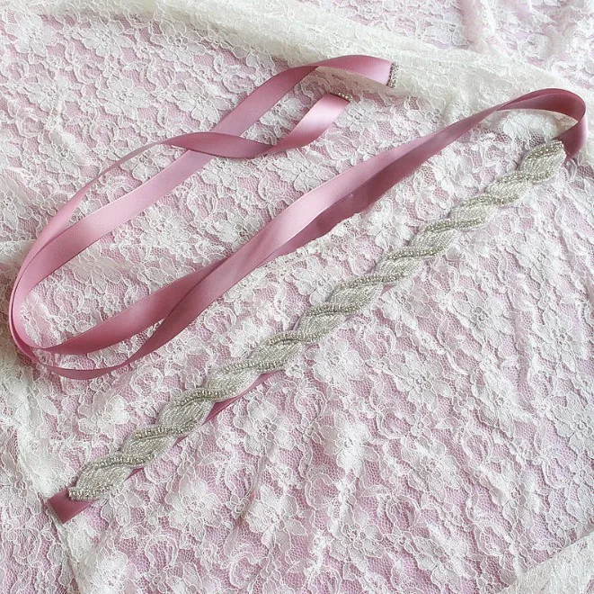 blush Фиолетовые коричневые Свадебные ремни с кристаллами, атласные Стразы ручной работы, свадебные ленты, свадебные аксессуары, пояса - Цвет: blush