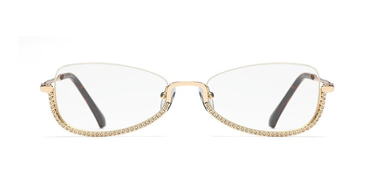 48024 Half Frame Diamond Glasses Frames Men Women Optical Fashion Computer Glasses