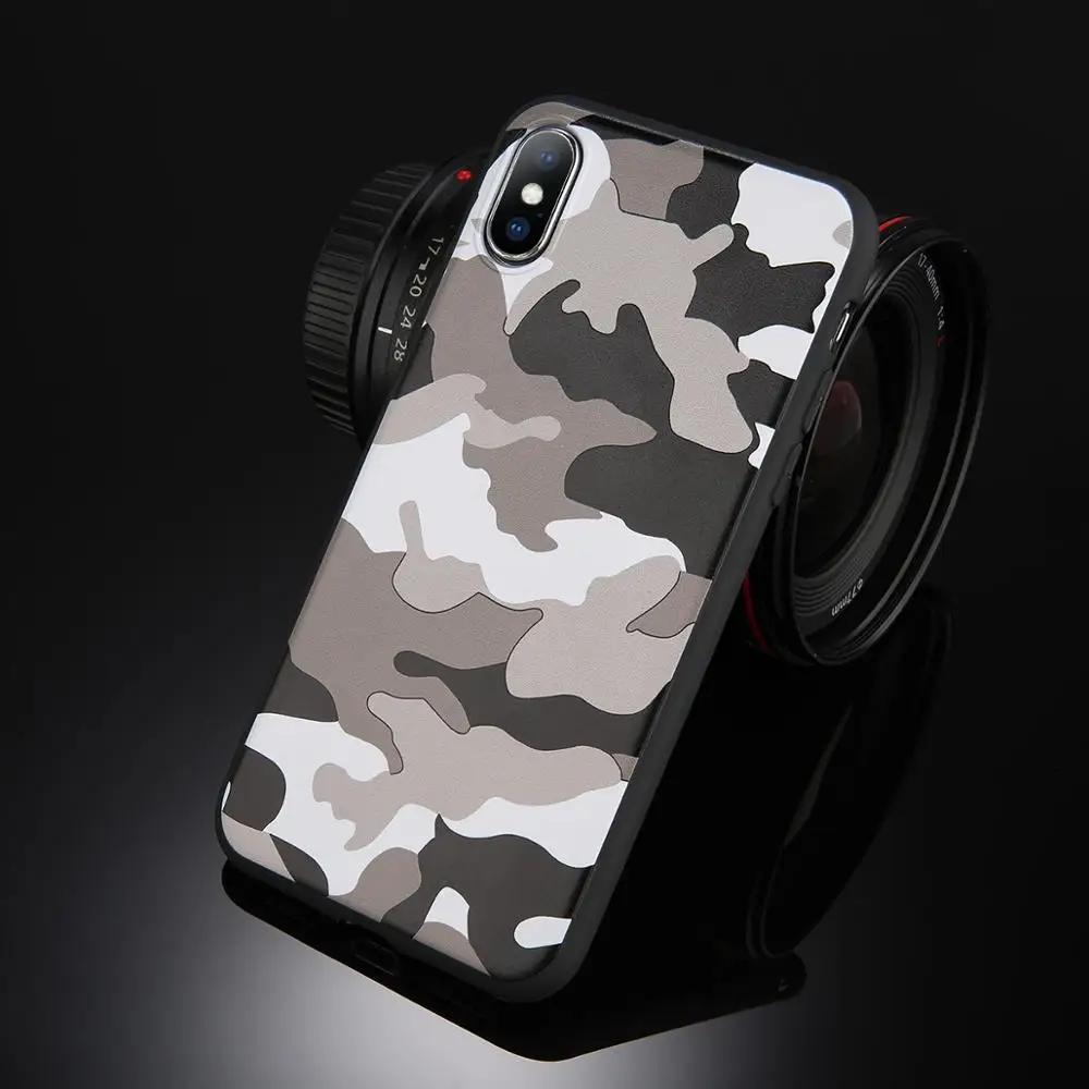 Leewinda, военный камуфляжный чехол для iPhone 6, 6 S, 7, 8 Plus, X, XR, XS Max, чехол, армейский зеленый камуфляж, мягкий ТПУ чехол для телефона - Цвет: White
