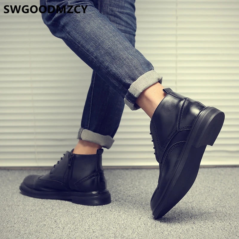 winter boots men corporate shoes leather boots mens dress boots Coiffeur brogue shoes men classic formal dress erkek ayakkabi